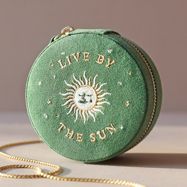 Sun and Moon Embroidered Velvet Jewelry Case