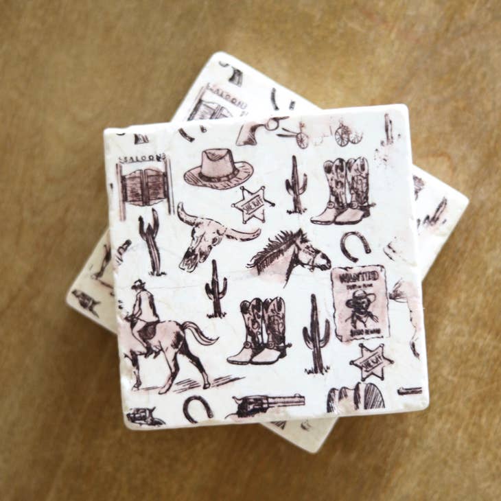 Western Toile Marble Coaster