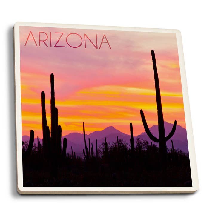 Arizona Sunset and Cactus Coaster