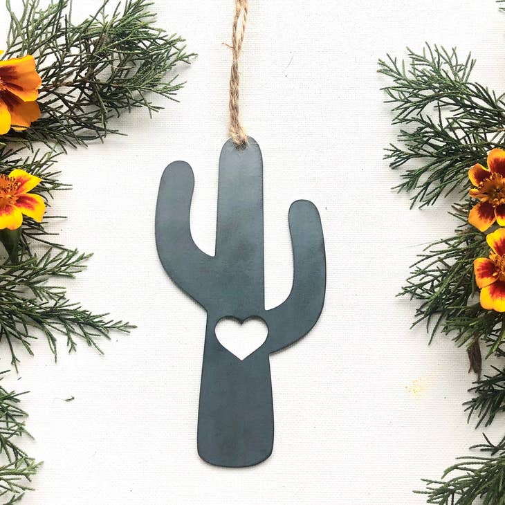 Saguaro Cactus Rustic Steel Ornament