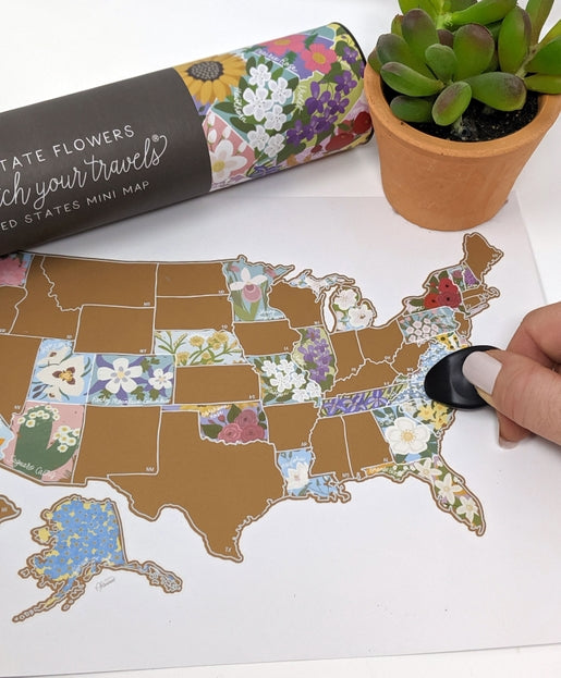 USA State Flowers Scratch-Off 10" x 8" Poster