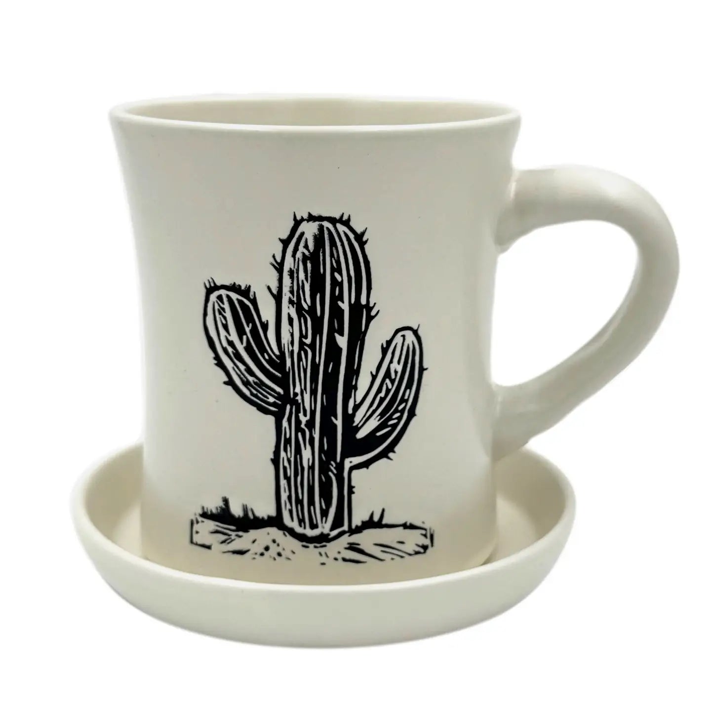 Ivory Saguaro Cactus Etched Mug