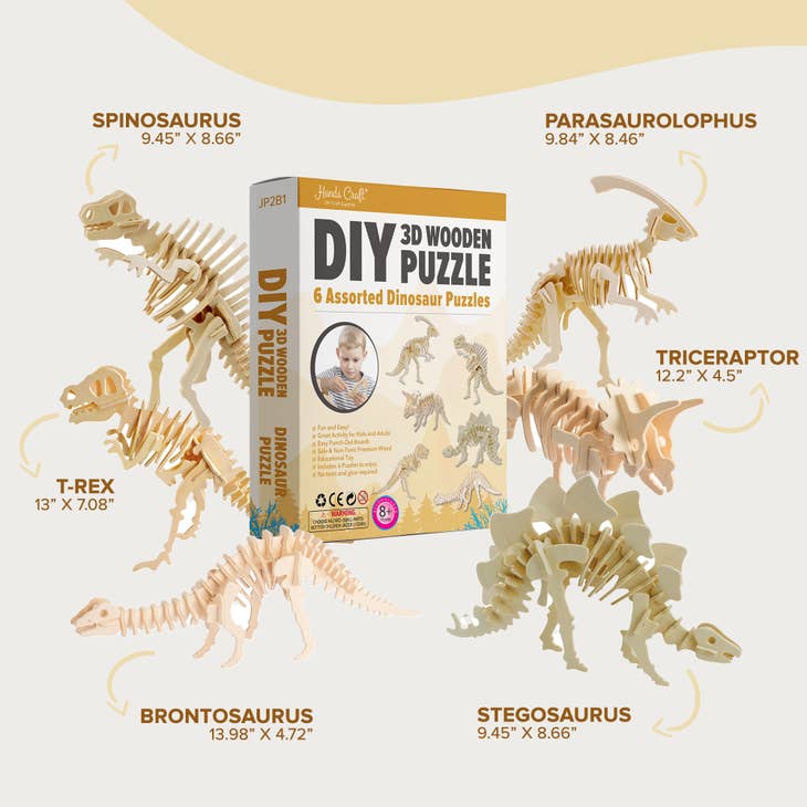 3D Wooden Dinosaur Puzzle Kit