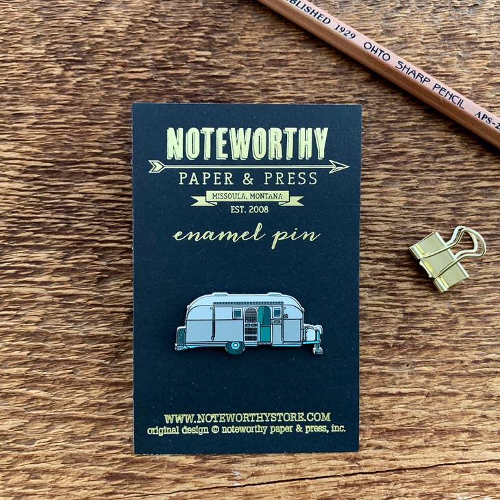 Silver Camper Enamel Pin