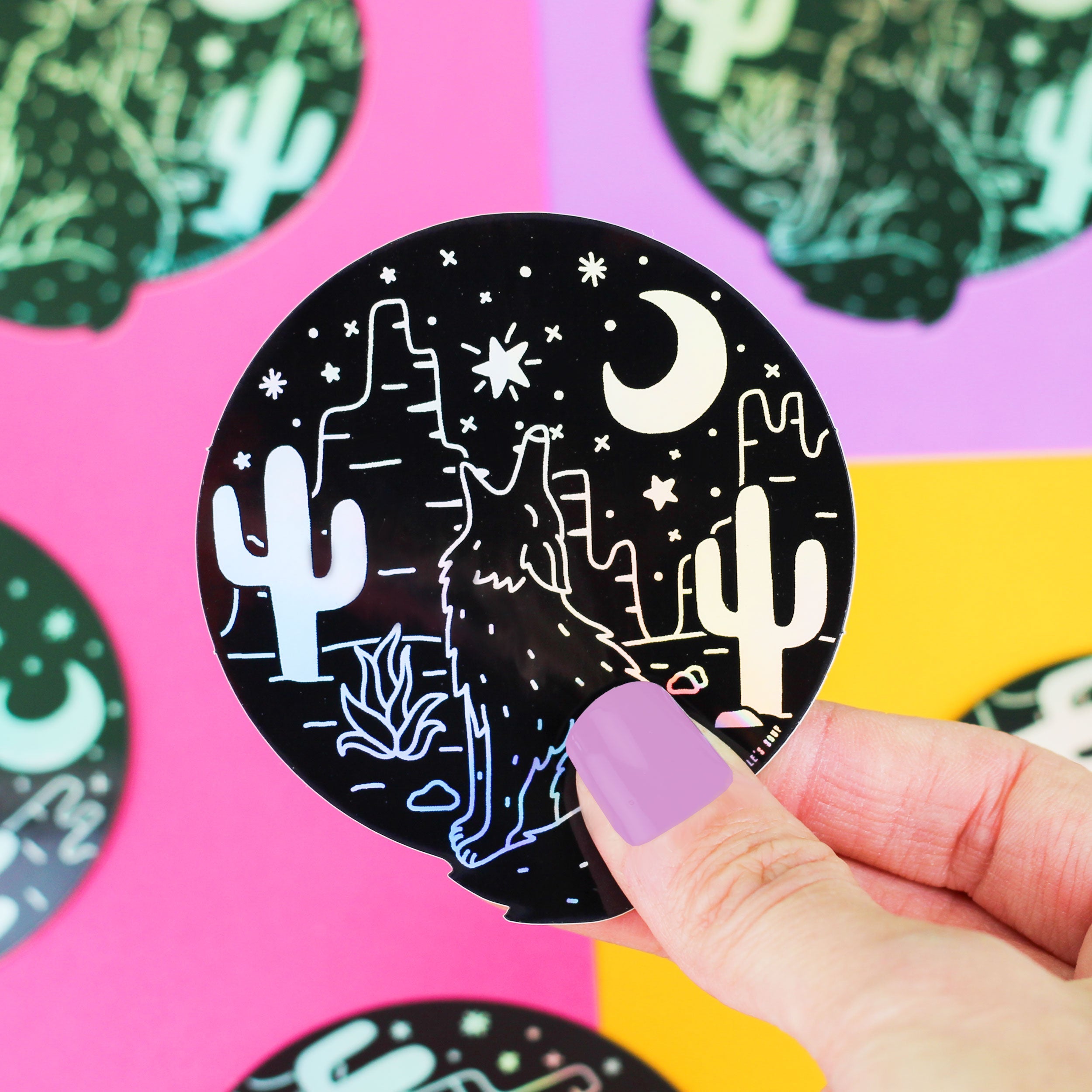 Desert Coyote Wildlife Holographic Sticker