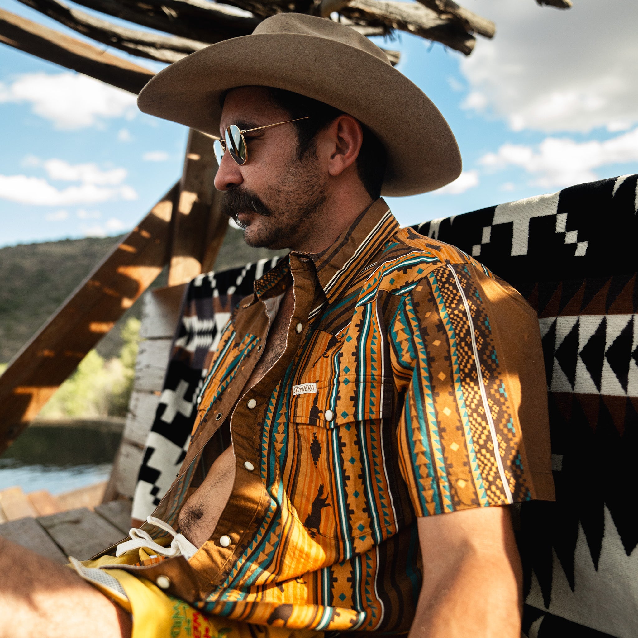 Serape Pearl Snap Button Up - Western Stripe