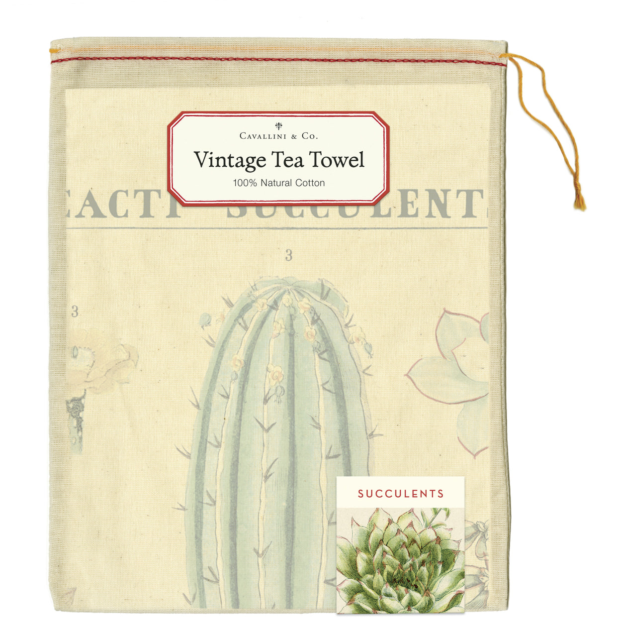 Succulents Vintage Tea Towel