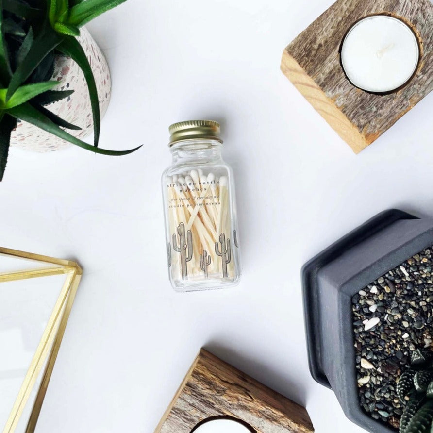 Saguaro Cactus White Match Jar