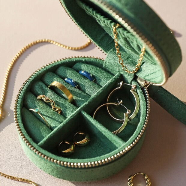 Sun and Moon Embroidered Velvet Jewelry Case