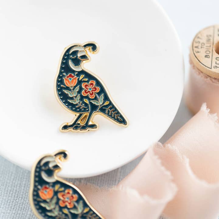 Desert Quail Enamel Pin