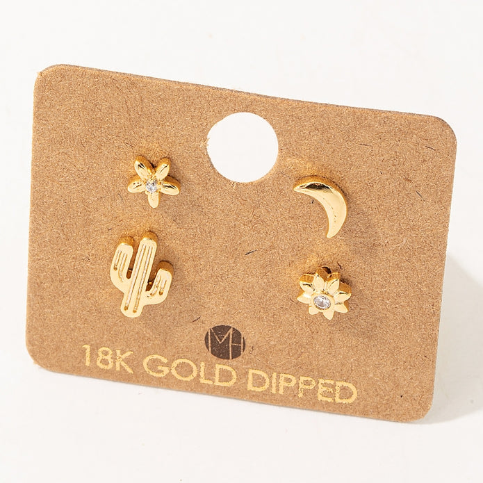 Cactus Flower Stud Earrings Set