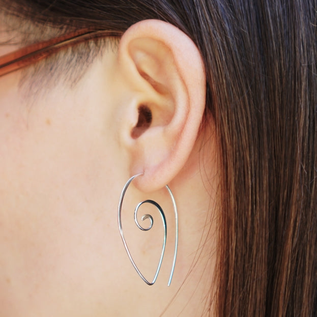 Spiral Teardrop Earrings - Sterling Silver