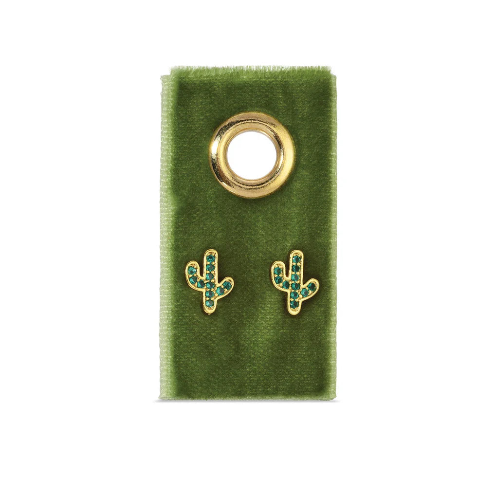 Green and Gold Cactus Studs