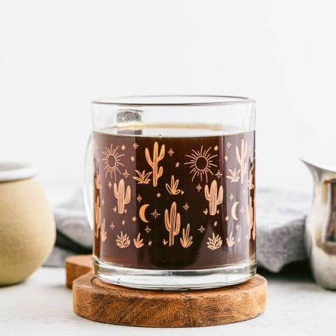 Cactus Etched Glass Mug