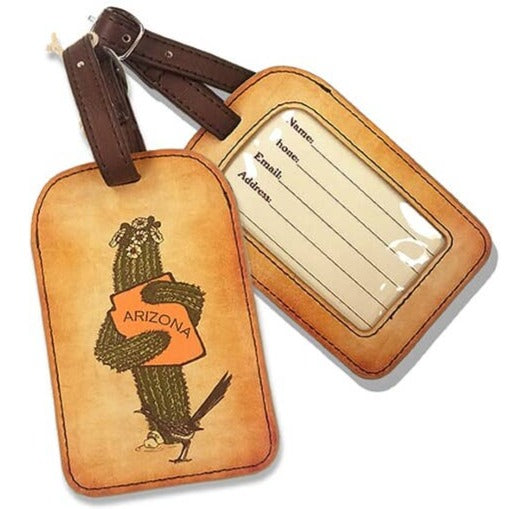 Saguaro Hug Leather Luggage Tag