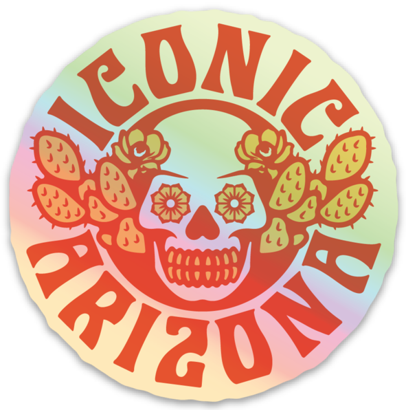 Desert Skull and Roses Hologram Sticker