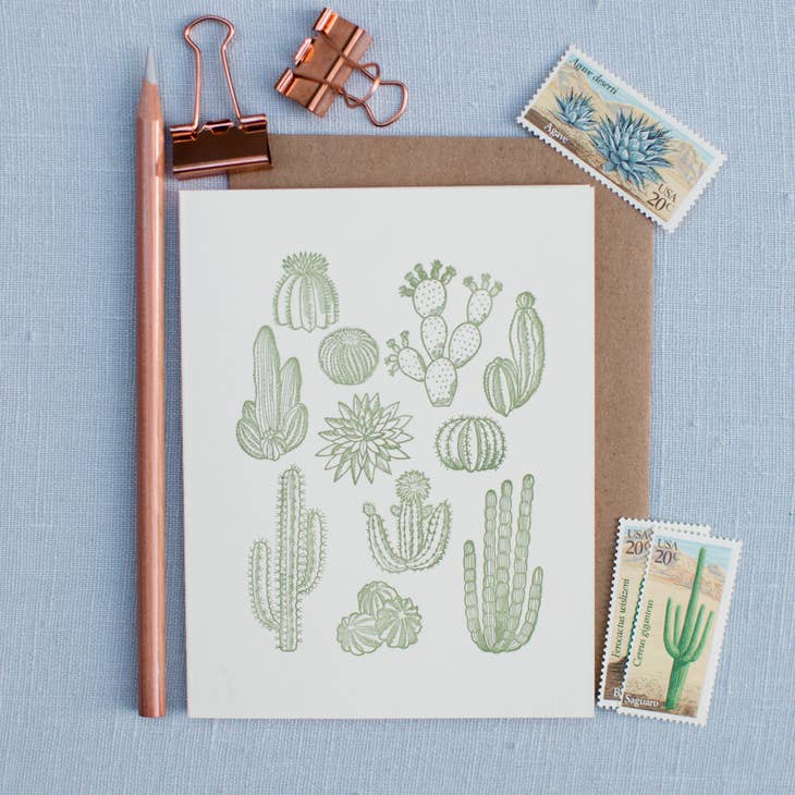 Cactus Clusters Letterpress Greeting Card