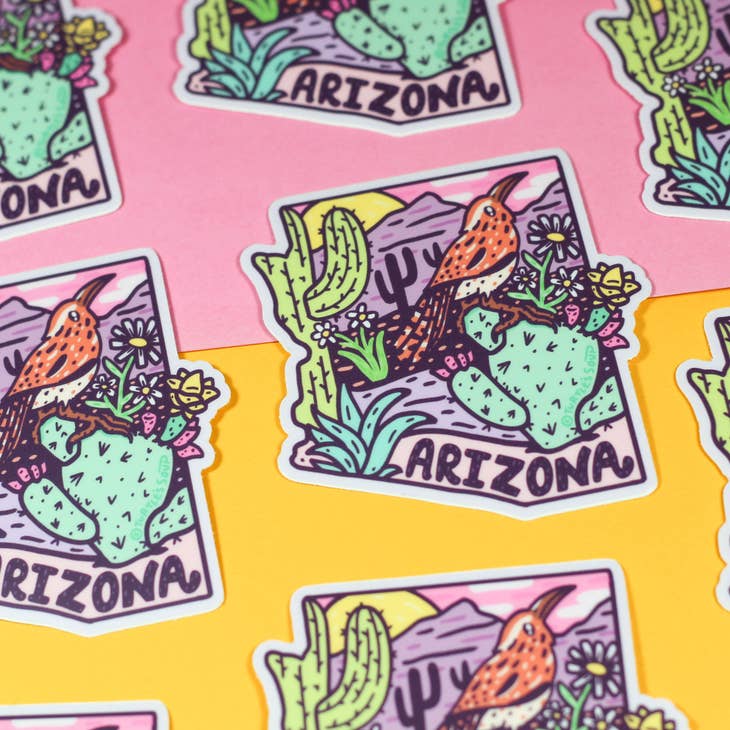 Arizona State Bird Cactus Wren Sticker