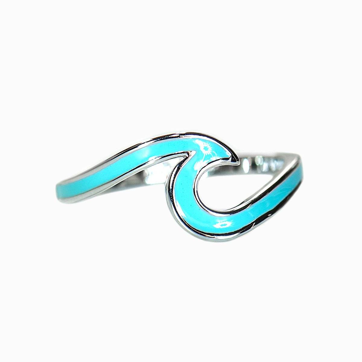 Enameled Silver Wave Ring