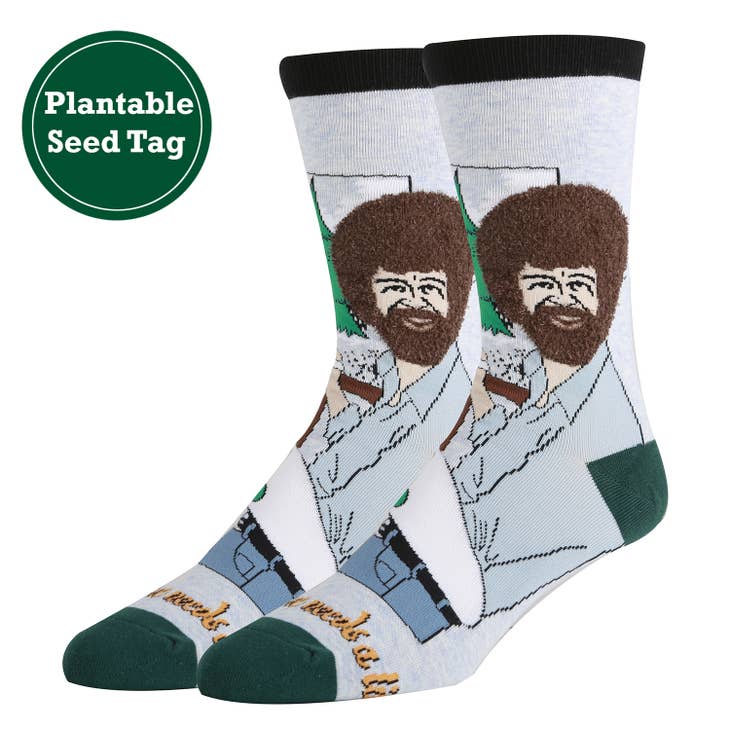 Hug A Tree Bob Ross Socks