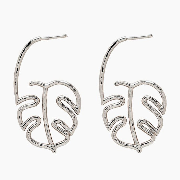 Palm Leaf Hoop Earrings