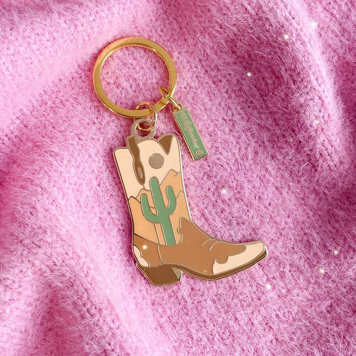 Copy of Desert Cowgirl Boot Enamel Keychain