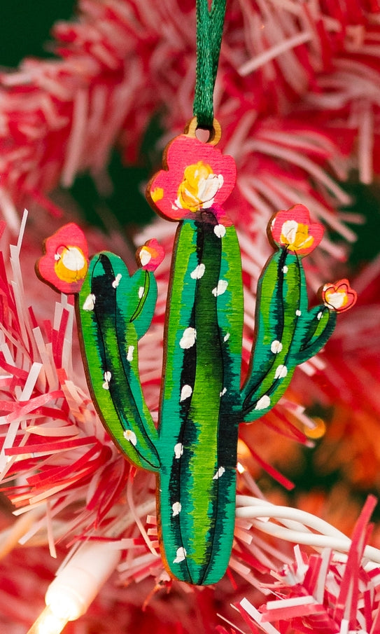 Blooming Saguaro Wood Ornament
