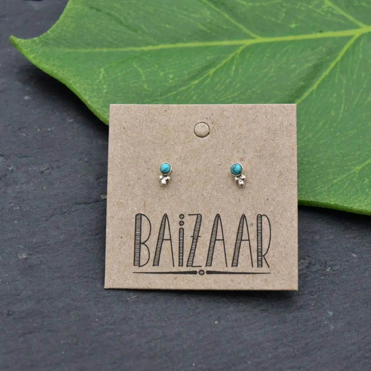 Silver Stone Stud Earrings