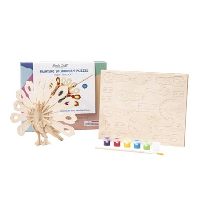 3D Wooden Peacock Puzzle Paint Kit