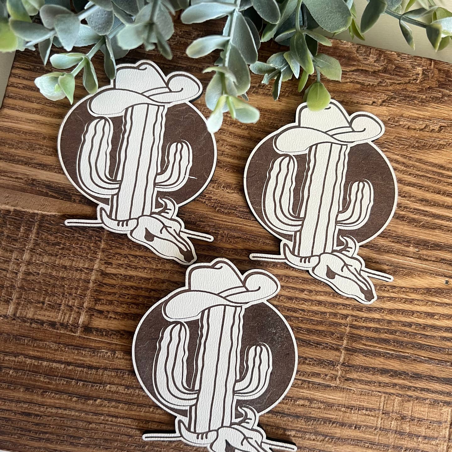 Western Cactus Cowboy Wood Magnet