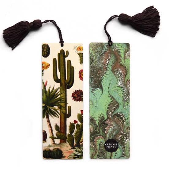 Botanical Cactus and Marbled Tassel Bookmark