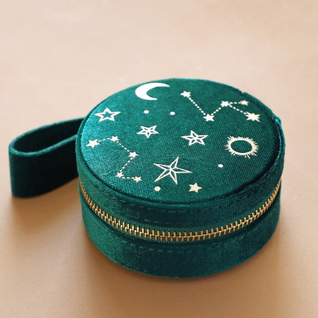 Starry Night Velvet Mini Round Jewelry Case