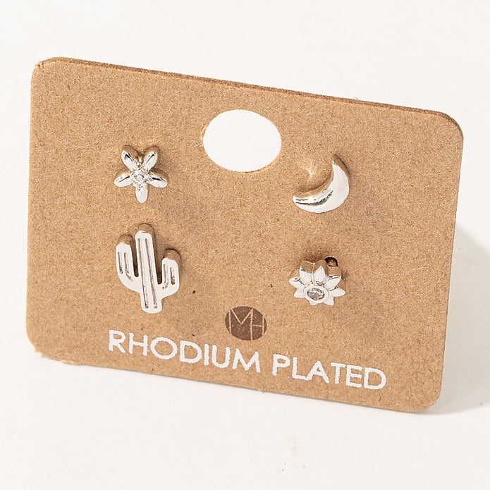 Cactus Flower Stud Earrings Set