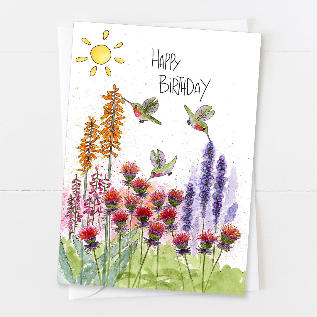 Hummingbird Garden Birthday Card