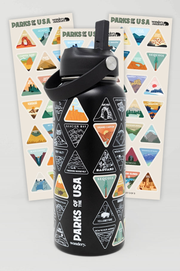 National Parks Bucket List Water Bottle + Stickers