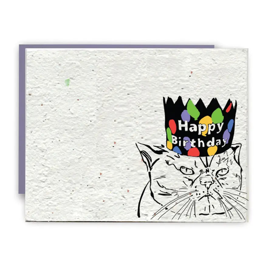 Happy Birthday Crown Cat Seed Card