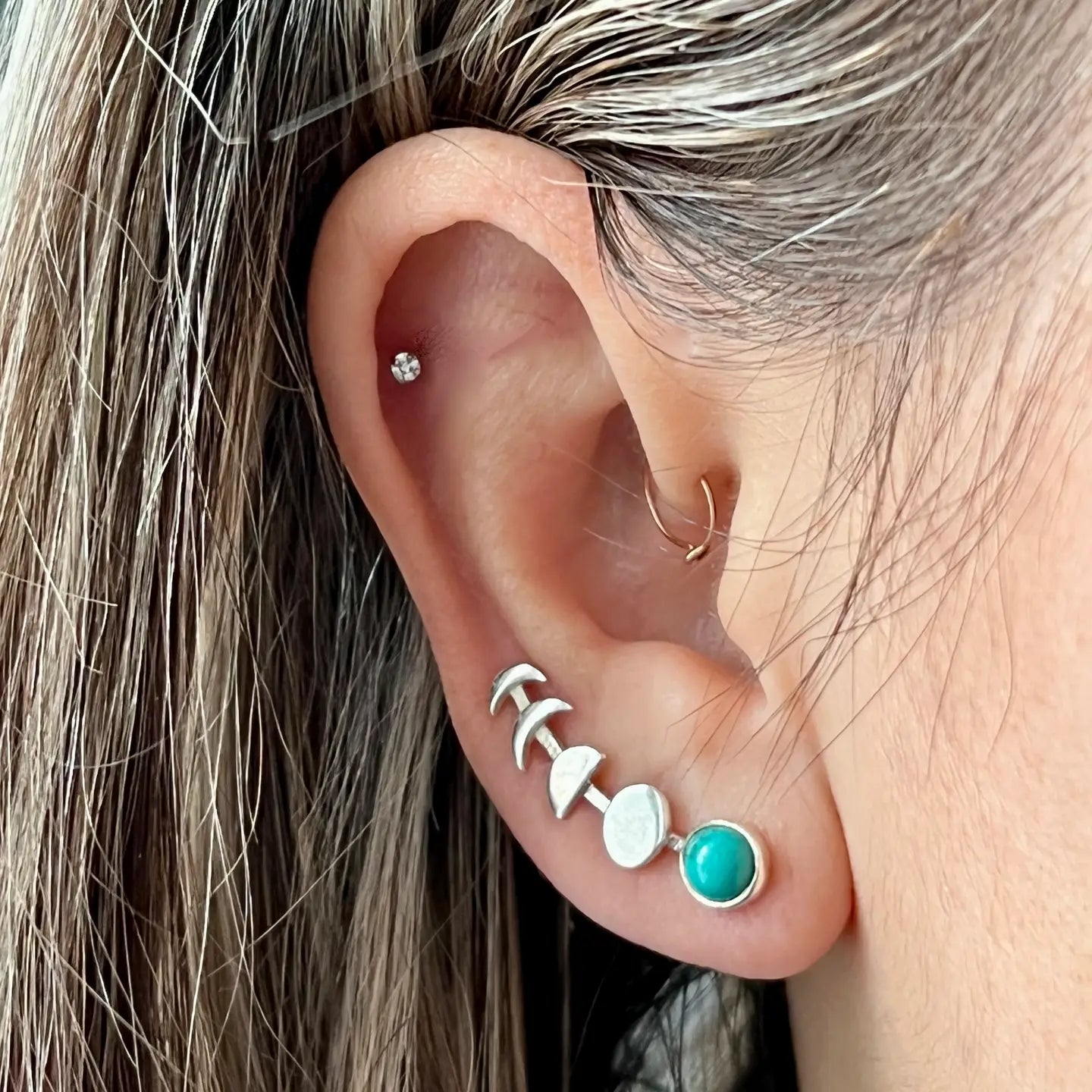 Moon Phases Silver Ear Climber