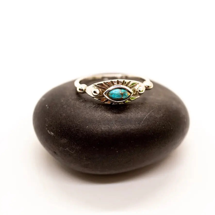 Silver Turquoise Eye Ring