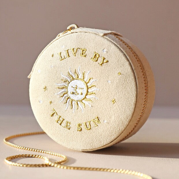 Sun and Moon Embroidered Velvet Jewelry Case