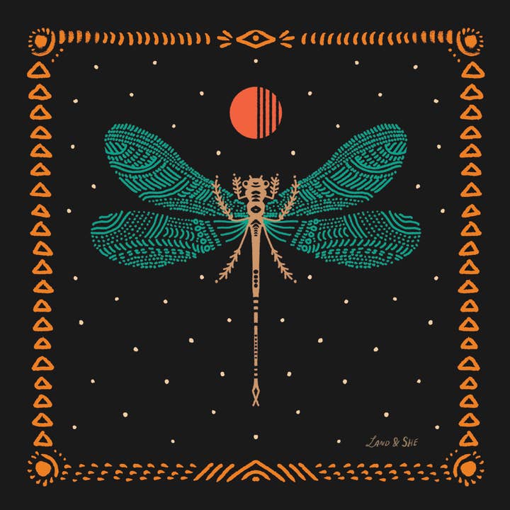 Moonlight Dragonfly Print 8x8