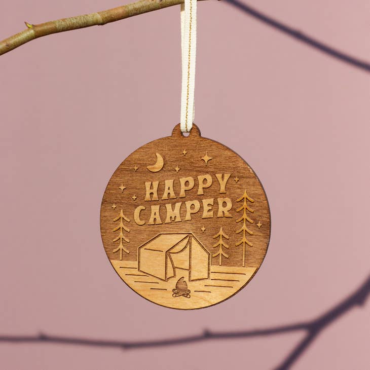 Happy Camper Wood Ornament