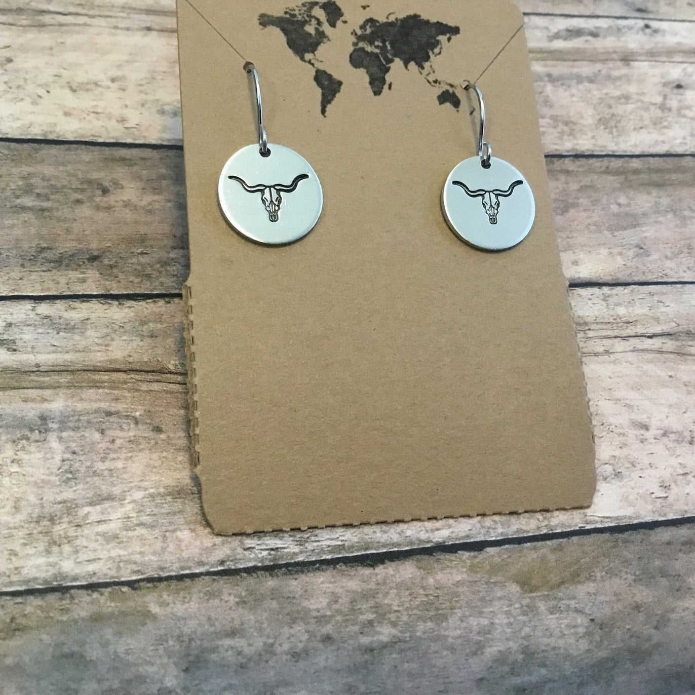 Longhorn Skull Circular Earrings