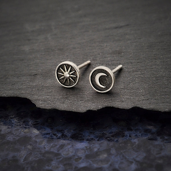 Sun and Moon Earrings - Sterling Silver