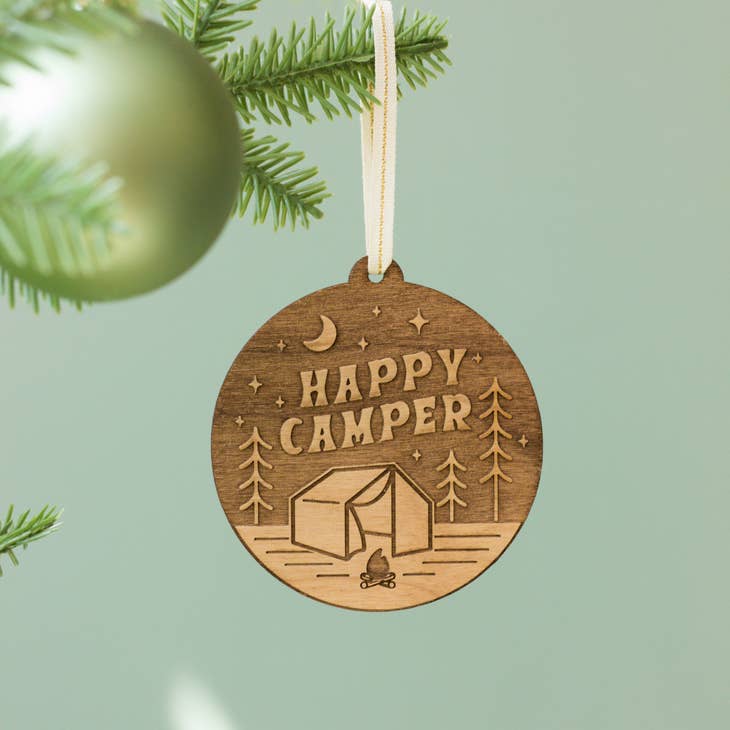 Happy Camper Wood Ornament
