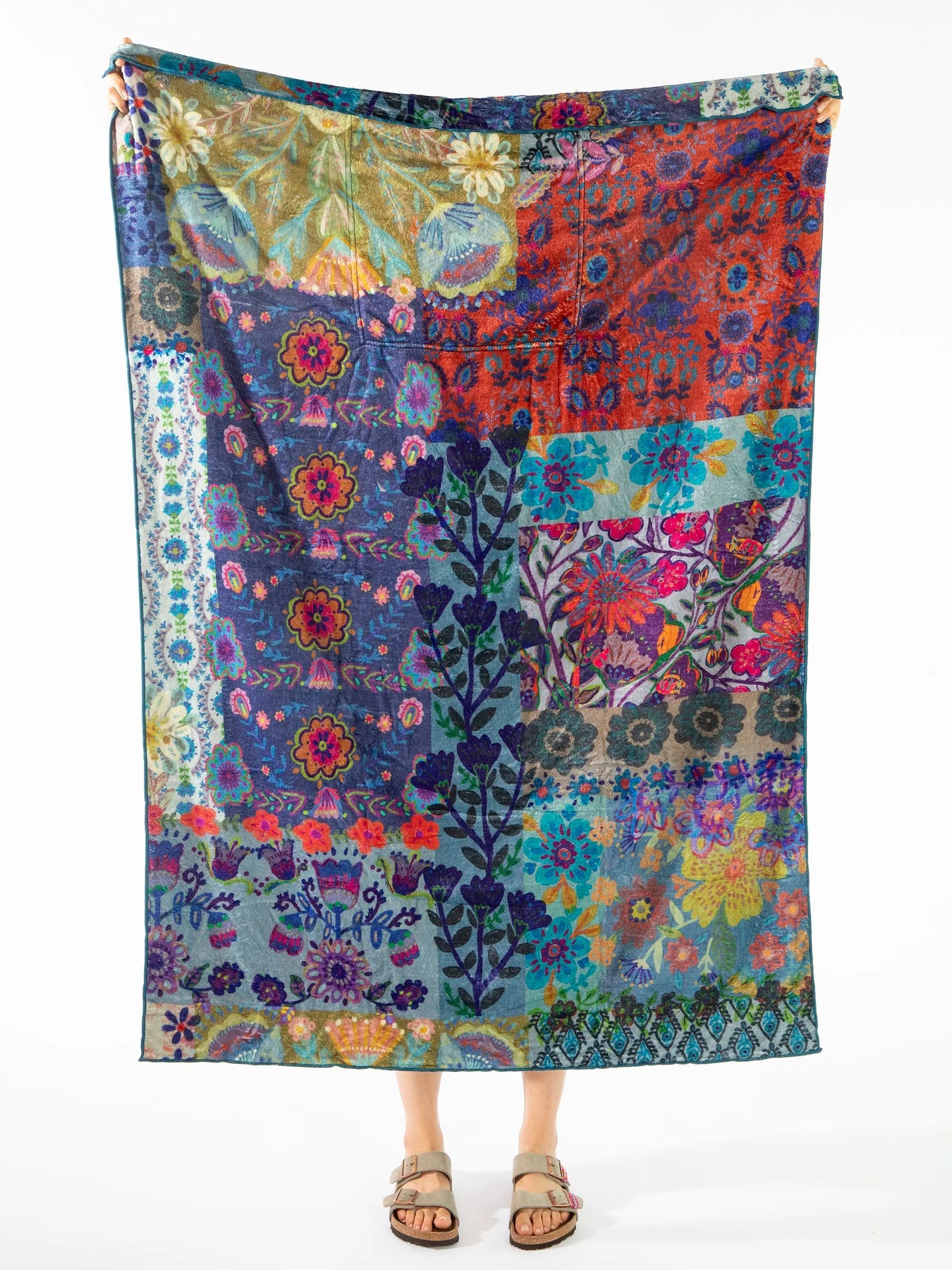 Cozy Travel Blanket- Blue Mandala Patchwork