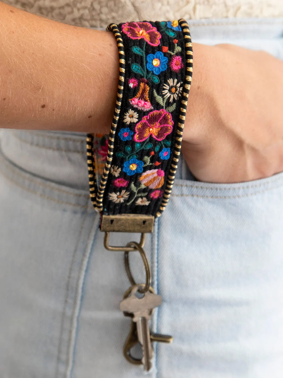 Embroidered Wrist Keychain