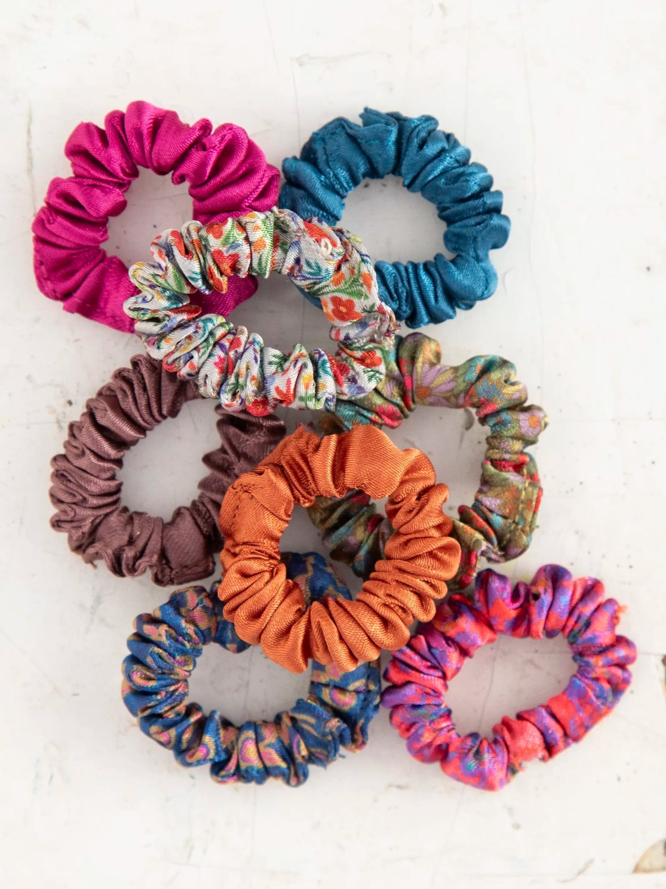 Mini Satin Scrunchie - Set of 8