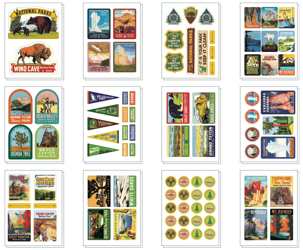 National Parks Vintage Sticker Set