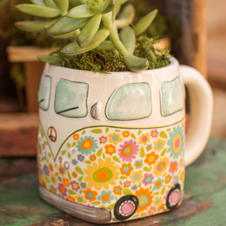 Folk Art Coffee Mug - Yellow Van