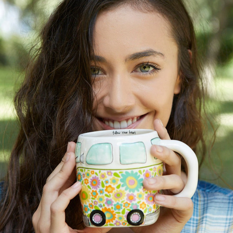 Folk Art Coffee Mug - Yellow Van